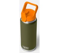 YETI Rambler 26 oz (769 ml) Water Bottle with Straw Cap, Olive/King Crab Orange