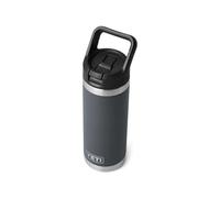 YETI Rambler Bouteille d'eau en acier inoxydable de 532 ml avec bouchon à paille (anthracite) - Bouteille isotherme avec bouchon de paille 100 % étanche