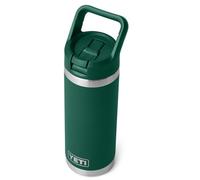 YETI Rambler C Straw Bottle, Stainless Steel Vacuum Insulated Bottle with Straw Cap, Black Forest Green, 18 oz (532 ml)