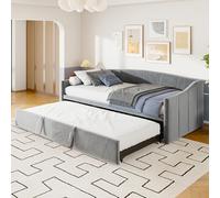 Yeutre Canapé Lit 2 Places Convertible 90/180x200 cm, Lit Canape 2 Personnes avec Lits Gigogne, Sommier à Lattes, Canapé-lit Extensible pour Adulte et Adolescent, Velours,sans Matelas