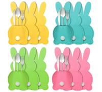 YEWCEP Lot de 12 décorations de table de Pâques, nids de Pâques à remplir, porte-couverts en feutre, lapin de Pâques, sacs à couverts, décoration de table, pour le rangement des ustensiles de fête