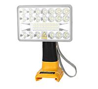 YEX-BUR Lampe de Travail à LED 2000 LM pour Batterie Lithium-ION Dewalt 14,4-20 V 18 W sans Fil avec Port USB 5 V 2,1 A, dragonne Portable