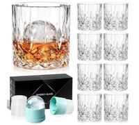 Yexati QUMMFA Whiskey Glasses, Set of 8 Cocktail Glasses, 10 OZ Old Fashioned Glasses for Drinking Scotch Bourbon Cognac Vodka Gin Tequila Rum Liquor Rye, Rocks Glasses, Crystal Scotch Glasses