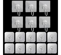 YEYIT 6 Pièces Grand Crochet Adhésif avec 10 Pièces Petit Crochets Autocollants,Mise à Niveau Max 8KG/17.6LB Crochets Adhesifs Transparent Extra fort Crochets Muraux,pour Salle de Bain Cuisine Maison