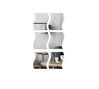 Yeyll Lot de 6 miroirs réfléchissants carrés ondulés - Décoration créative 3D en acrylique - Pour salon, chambre à coucher, plafond, décoration d'intérieur
