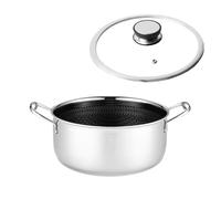 YEZEY Marmite à induction professionnelle Antiadhésive 2,8 L 20 cm Avec couvercle Acier inoxydable Mitsu Hybride Sans PFOA ni PFOS Motif en nid d'abeille HEX