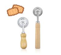 YFaith 2 Pièces Roulette Patisserie, Chêne Roulette à Pâte, 16 et 14 cm Roulette de Decoupe de Pates, Plaques Roulettes 5 et 3,9 cm, Coupe-Pâte Ondulé, Coupe-Pâtes, pour Cuisine, Pâtisserie, Camping