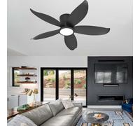 YFHKWJ 88CM Ventilateur De Plafond Avec Lumière APP Et Télécommande Moteur DC Silencieux 6 Vitesses LED Dimmable À Mémoire Pour Chambre Salon Moderne Plafonnier Ventilateur-Black