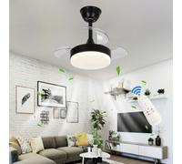 YFHKWJ Ventilateur De Plafond Rétractable Avec Lumière LED Et Télécommande | 36W Éclairage Moderne Pour Salon, Chambre Et Salle À Manger - Pales Escamotables-White