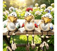YFJSML Lot de 3 Poulets Jardin en résine, Poule en Extérieur, Décoration de Jardin,Fait à la Main - Poulet - Statue de Jardin Décorations Extérieures pour Terrasse, Jardin - Pâques