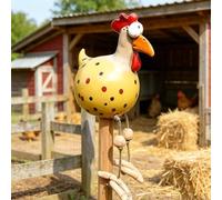 YFJSML Statue Drôle de Poulet en Résine, Poulet en Céramique Décoration en Résine Figurine Animaux Sculptures pour Jardin Poules en Céramique Décoratives pour Extérieur, Balcon, Jardin (Jaune)