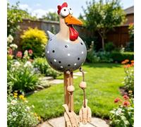 YFJSML Statue Drôle de Poulet en Résine, Poulet en Céramique Décoration en Résine Figurine Animaux Sculptures pour Jardin Poules en Céramique Décoratives pour Extérieur, Balcon, Jardin (Gris)