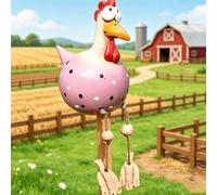 YFJSML Statue Drôle de Poulet en Résine, Poulet en Céramique Décoration en Résine Figurine Animaux Sculptures pour Jardin Poules en Céramique Décoratives pour Extérieur, Balcon, Jardin (Rose)