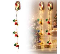 Yfjyxen Christmas GNOME String Lights, Climbing Holiday Wall Hanging Decor | Light Up Gnome Climbers Resin Figurine with Warm LED Glow, Indoor Ornament Xmas Garlands Home Party Decoration(Red+Green)