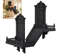 Yfjyxen Gothic Corner Balcony Staircase Shelf, Miniature Wall Trinket Display Shelve, DIY Vintage Victorian Decor Ornate Doors Frame & Sculpted Steps for Bedroom Figurines Collectibles(1pc)