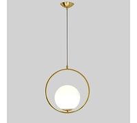 YFMYY Suspension Moderne du Milieu du siècle, Anneau en métal à 1 lumière avec Abat-Jour Globe en Verre, Lampe Suspendue au Plafond d'intérieur pour îlot de Cuisine, Salle à Manger, Chambre à Coucher
