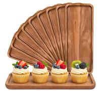 YFNVH Lot de 10 Plateaux de Service en Bois d'Acacia - 28 x 10 cm - Planches à Charcuterie Rectangulaires - Assiettes de Présentation en Bois Naturel pour Apéritif, Tapas, Fromage, Café et Décoration