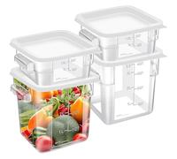 YFNVH Lot de 4 Boîtes de Conservation Alimentaires Graduées, 2 L et 4 L | Bacs Transparents avec Couvercles et Poignées pour Pâte à Pain, Levain, Marinade, Meal Prep, Frigo et Cuisine