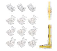 YFYWINSH 12 Pièces Connecteur LED COB 2 Broches 8mm, Connecteur Ruban LED Sans Soudure, Raccord LED Ruban, Connecteur Bande Led en L et T pour Bande LED COB 12V Installation Rapide et Angle