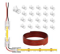 YFYWINSH 20PCS Connecteur Ruban LED 2 Broches 8 mm avec 5 m LED Wire, Connecteur LED COB Transparent pour Ruban LED Extérieur, Adaptateur LED 2 Broches et Raccord LED Sans Soudure
