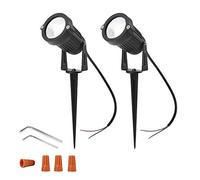 Ygapuzi 5W LED Landscape Lights 12V Spotlights basse tension Murs décoratifs Arbres Drapeaux Éclairage extérieur pour allée, cour, pelouse, patio, piscine, jardin, avec piquets, lot de 2 (Blanc Froid)