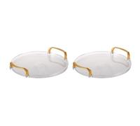 YGBWAOV 2X Plateau de Service Rond Transparent en Acrylique, Plateau de Vanité de Salle de Bain, Plateau Décoratif avec Poignée Dorée pour Table Basse, Bureau C
