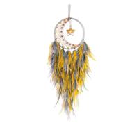 YGBWAOV Attrape-Rêves en Plumes avec Pendentif Étoile pour Chambre à Coucher, pour Suspendre au Mur, Cadeaux Artisanaux Jaune