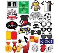 YGCHEN Accessoires Photobooth Football Photo Booth Props Football Photo Booth Déco Accessoires de Photobooth Kit Football à Thème Décoration de Fête (30 Pièces)