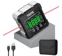 YGiTK Inclinomètre Numérique 4x90° Rechargeable avec Double Laser - Niveau Digital Magnétique IP54 ±0,1° LCD Rétroéclairé- Rapporteur d’Angle Électronique pour Menuiserie, Construction DIY