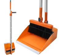 YGNNBC Cet ensemble pelle et balai à long manche est un outil de balayage polyvalent avec un balai rotatif coupe-vent et un long manche pour des solutions de nettoyage efficaces (orange)