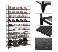 YGONGMYL Étagères à Chaussures XXL Armoire Rangement pour 50 Paires - Métal + Tissu Non tissé - (10 Niveaux / Noir / 100x 30x 176cm)