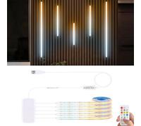 YGYCOBST 5 Pcs 1M 2700K Blanc chaud-6500K blanc CCT COB LED bande Kit,5V USB COB LED Strip Light avec télécommande pour panneau acoustique,Étagères,vitrines,éclairage de décoration de cabinet