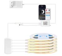 YGYCOBST 5 pièces 1M Warmwhite COB LED Strip Kit,24V 5M COB LED Strip Light avec Bluetooth APP et télécommande pour panneau acoustique, étagères, vitrines, étagère, éclairage de décoration de cabinet