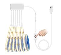 YGYCOBST 6 rouleaux 2M Blanc chaud COB LED Strip Light Kit,5V USB COB LED Strip avec Touch Sensor Dimmer Switch pour panneau acoustique,Étagères,Vitrines,Éclairage de décoration de cabinet