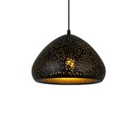 YGZPALH Lustre Américain En Métal Style Milieu Du Siècle, Abat-jour Noir Et Or, 1 Pièce, Lanterne Creuse Rétro Industrielle 25 Cm, Luminaire Moderne Pour Îlot Central, Salle À Manger, Chambre