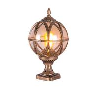 YGZPALH Victorien Vintage Colonne Guéridon Lampe Extérieure en Verre Boule De Pilier Lanterne Industrielle en Bronze avec Socle Montage sur Pilier, Éclairage De Jardin Unique Clôture Lumière