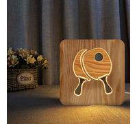 YH Ping-pong bat 3D lampe en bois LED veilleuse décoration de la chambre à la maison lampes de Table créatives pour cadeaux