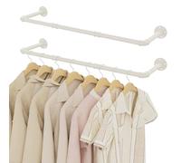 YheenLf 100cm Portant Vetement Industriel,Penderie Murale,2Pack,Beige | Tringle Vetement Murale, Barre Dressing,Portants pour Salon,Chambre,Gain de Place,Robuste et durable, Montage Facile