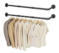 YheenLf 2er Set Porte Manteau Mural Tringle Type-L, Penderie Murale 90cm, Barre Dressing Industriel, Portant pour Salon, Chambre, Gain de Place, Montage Facile, Robuste et Durable, Noir