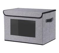 YheenLf Boîte de rangement pliable avec poignée et fenêtre transparente, Boite rangement pour le vêtements, livres, Gris,45x30x30cm