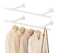 YheenLf Portant Vetement Industriel,Penderie Murale 90cm,2 Pack,Beige | Tringle a Vetement,Portant à Vêtement,Porte Manteau Mural pour Salon,Montage Facile,Robuste et Durable,Barre Dressing