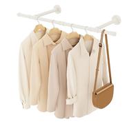 YheenLf Portant Vetement Industriel, Penderie Murale 90cm, Porte Manteau Mural Tringle pour Salon, Chambre, Gain de Place, Montage Facile, Robuste et Durable, Beige