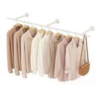 YheenLf Porte Manteau Mural Tringle, Penderie Murale 150cm, Barre Dressing Industriel, Portant pour Salon, Chambre, Gain de Place, Montage Facile, Robuste et Durable, Beige