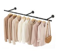YheenLf Tringle a Vetement Industriel, Penderie Murale 150cm, Portant à Vêtement, Portemanteaux Muraux, pour Salon, Chambre, Gain de Place, Montage Facile, Robuste et Durable, Beige