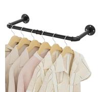 YheenLf Tringle Vetement Murale, Penderie Murale 64cm, Barre Dressing Industriel, Portant pour Salon, Chambre, Gain de Place, Montage Facile, Robuste et durable, Noir