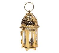 Yhenlovtt Grande lanterne en verre style marocain et fer finition dorée pour décoration de mariage Château européen (2)