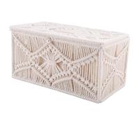 Yheonver Housse de boîte à mouchoirs rectangulaire bohème avec boucle à perles en macramé - Décoration d'intérieur