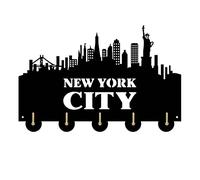 YHFR Attractions de New York 4 Ménage Décor Crochets muraux en bois Cintre Mural Manteau Porte-clés Sacs Vêtements Clés polyvalentes Sacs à main Crochet Cadeau pour designer