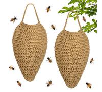 YHNDECO Lot de 2 nids de guêpes artificiels tissés - Répulsif de guêpes artificiels - Pour la maison, le jardin, l'extérieur