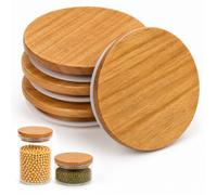 YHNDECO Lot de 4 couvercles pour bocaux Weck - Diamètre : 100 mm - Couvercle en bois avec joint d'étanchéité